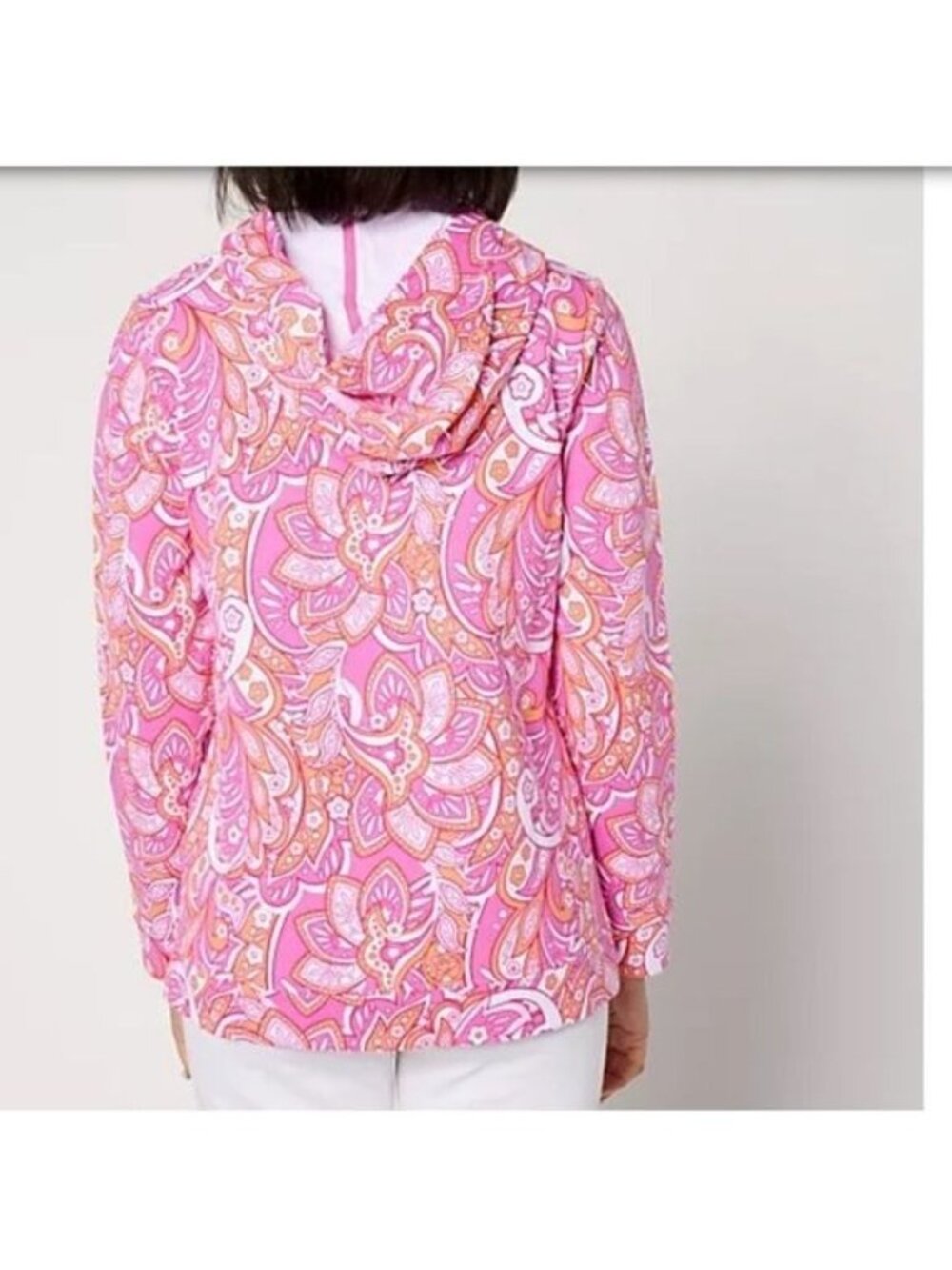 Sport Savvy Womens Hoodie M Pink Paisley Print Long Sleeve - Picture 2 of 7